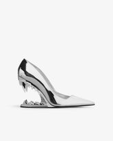 Décolleté Morso In Pelle Laminata - Argento | GCDS