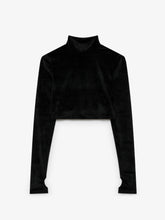 Velvet Choker Long Sleeves Top - Black | GCDS
