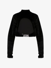 Velvet Choker Long Sleeves Top - Black | GCDS
