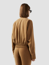 Bomber corto sartoriale in cupro - Tabacco | GCDS