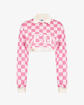 Lounge Logo Check Crop Polo - Candy Rose | GCDS