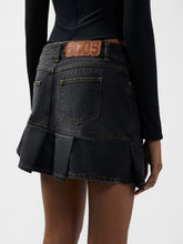 Pleated Stone Washed Denim Mini Skirt - ALL FULL PRICE | GCDS