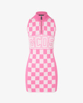 Band Logo Check Half Zip Mini Dress - ALL FULL PRICE | GCDS