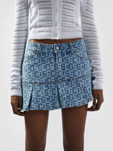 Pleated Monogram Denim Mini Skirt - ALL FULL PRICE | GCDS