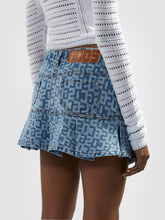 Pleated Monogram Denim Mini Skirt - ALL FULL PRICE | GCDS